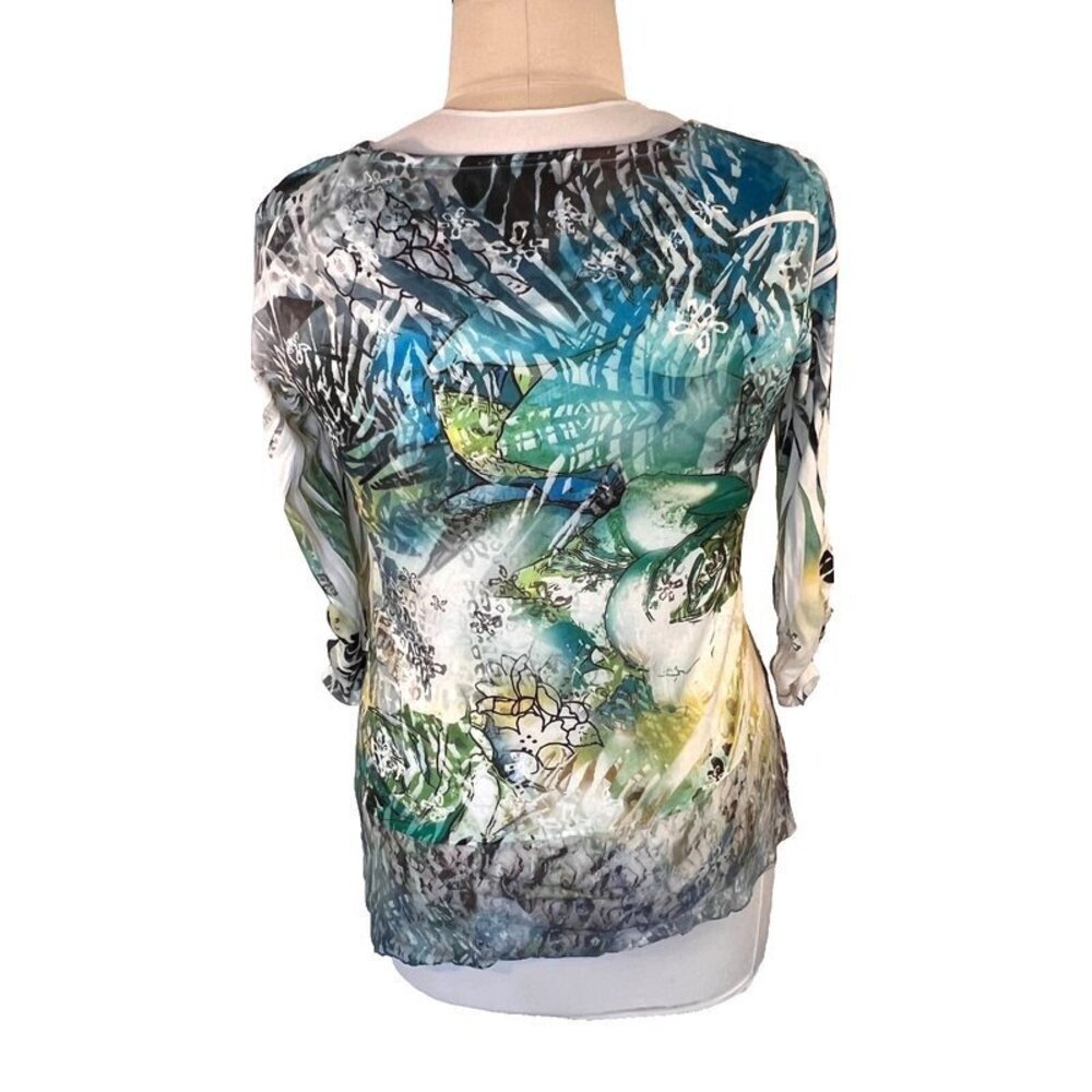 Style & Co - Women's L Tunic Top Lace Hem Sublimation Floral Animal Print - Picture 8 of 11